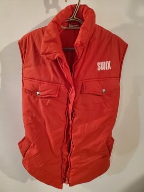 Swix Men's Orange Quilted Puffer Vest - Sleeveless Insulated Layer